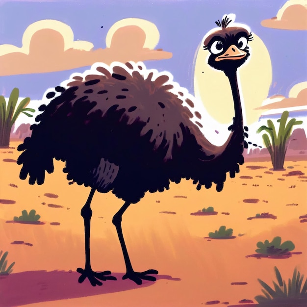 Cute animal vector illustration child draw ostrich