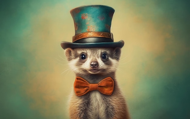 Cute animal wearing a hat