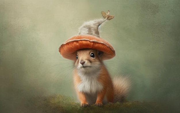 Cute animal wearing a hat