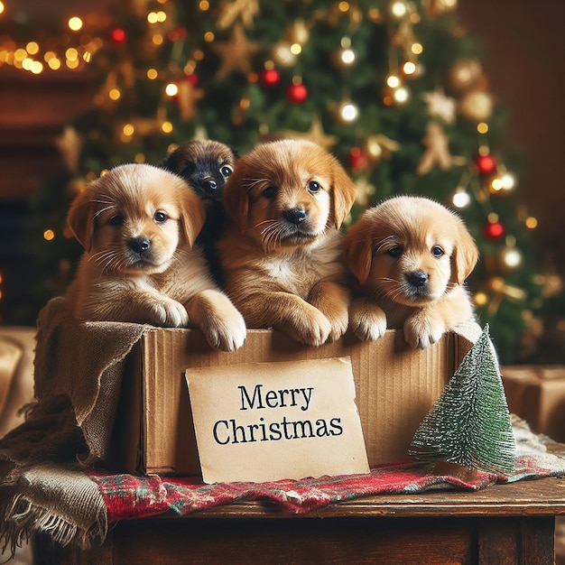 写真 クリスマスパーティーの可愛い動物