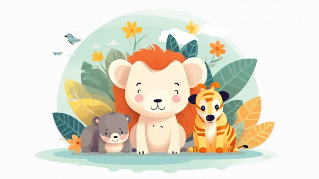 cute animals in cartoon style creative animals cartoon background