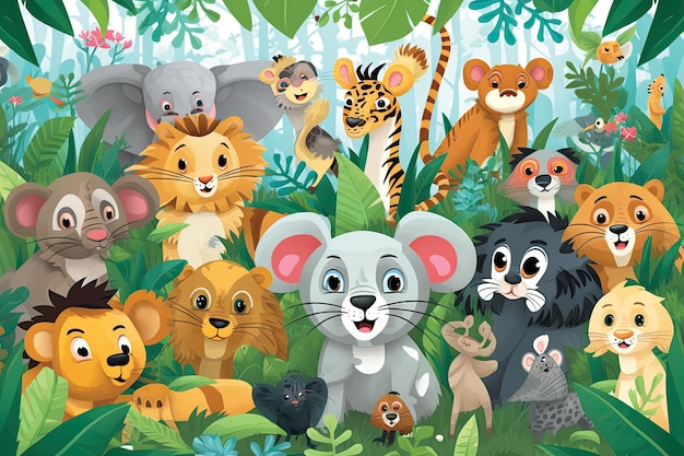 cute animals in the jungle