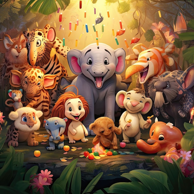 Photo cute animals party
