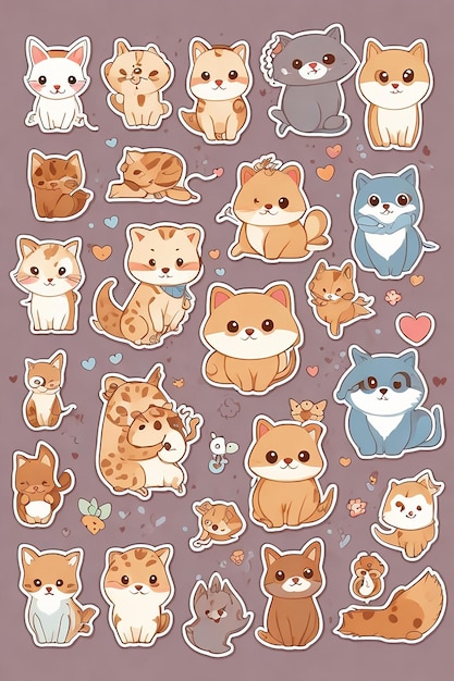 A cute animals stickers for crafting Photo Ai Generated