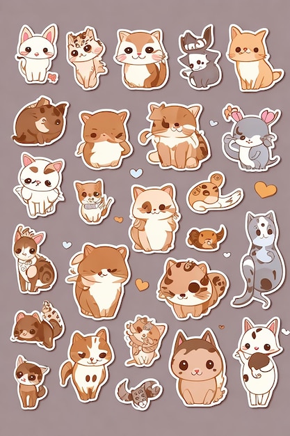 A cute animals stickers for crafting Photo Ai Generated