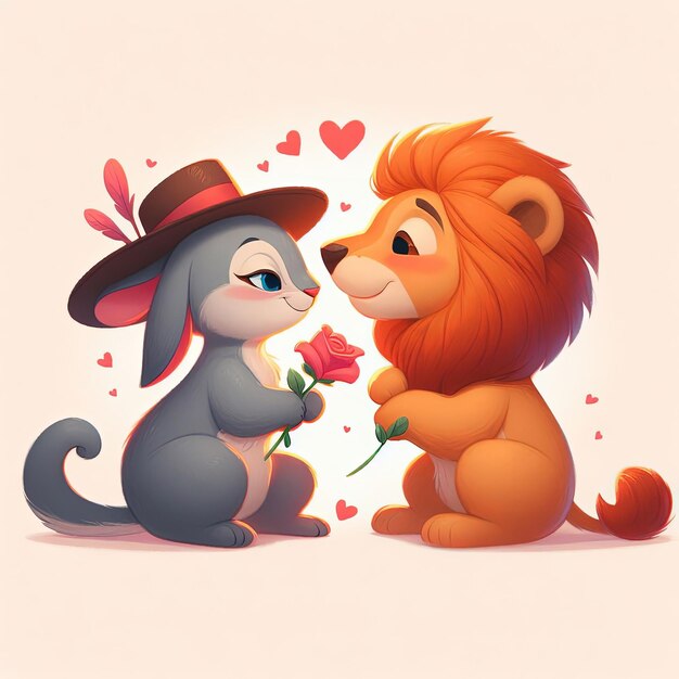 Photo cute animals for valentines day