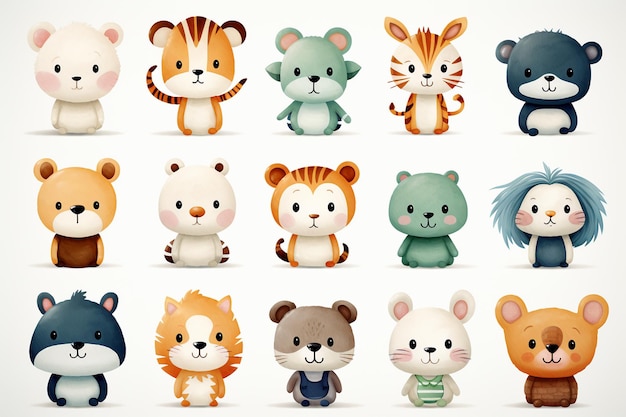 Photo a cute animals vector icons