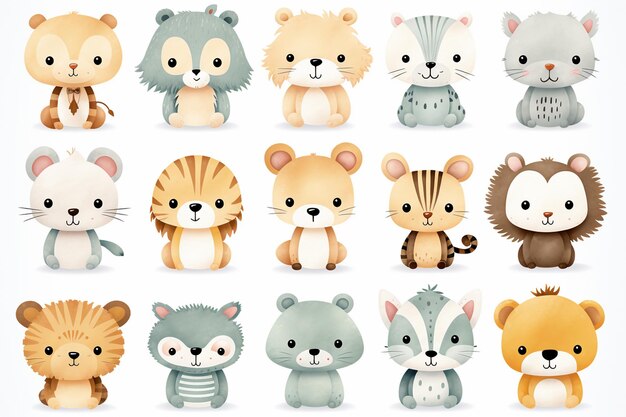 A cute animals vector icons