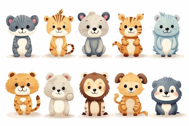 A cute animals vector icons