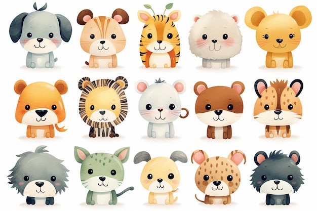 A cute animals vector icons