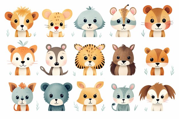 A cute animals vector icons