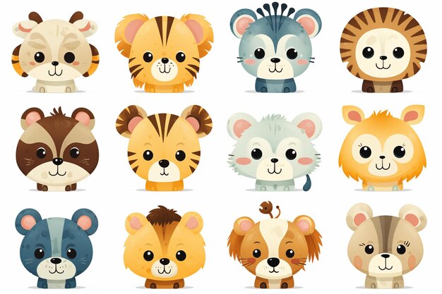 Photo a cute animals vector icons