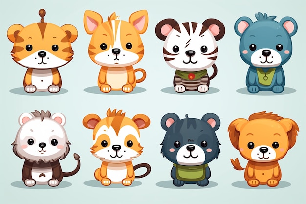 Photo a cute animals vector icons