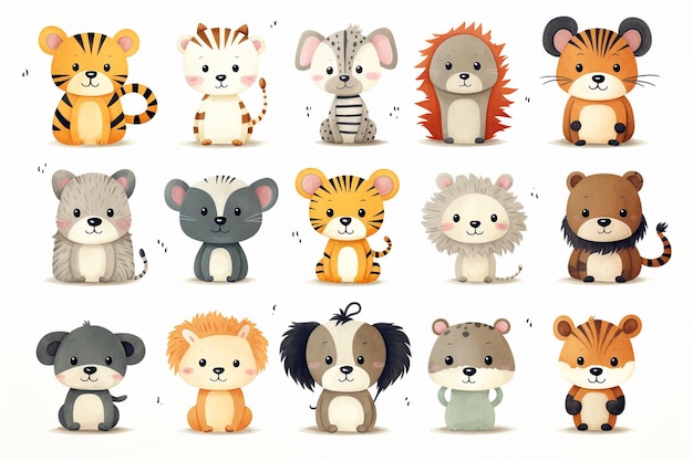 Photo a cute animals vector icons