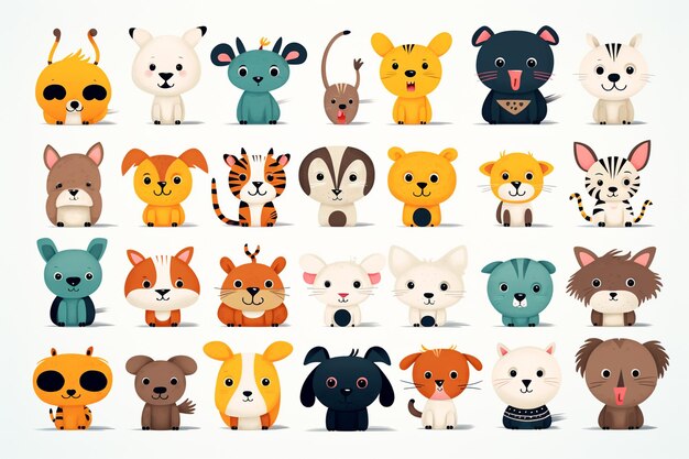 Photo a cute animals vector icons