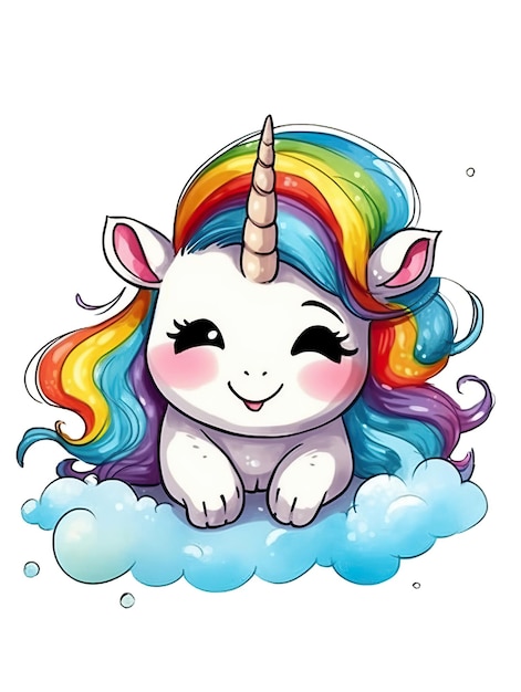 Un carino animato dai colori colorati dell'unicorno arcobaleno