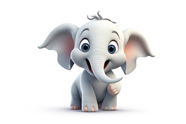 Photo cute animated elephant innocents elephant ai generated animal world