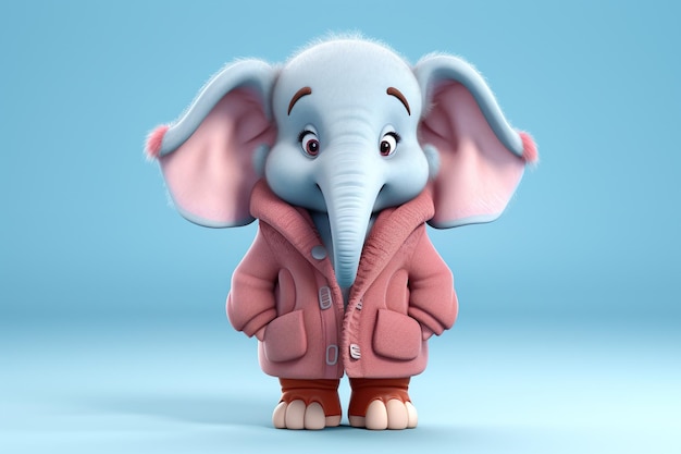 Cute animated Elephant innocents elephant AI Generated animal world