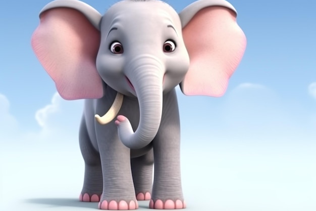 Cute animated Elephant innocents elephant AI Generated animal world