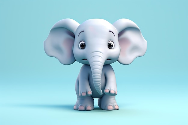 Cute animated Elephant innocents elephant AI Generated animal world