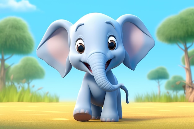 Cute animated Elephant innocents elephant AI Generated animal world