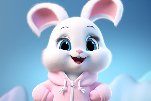 Cute animated rabbit innocents bear ai generated animal world