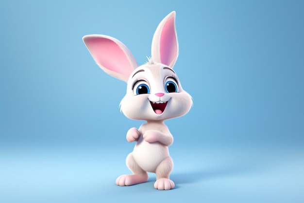 Cute animated rabbit innocents bear AI Generated animal world