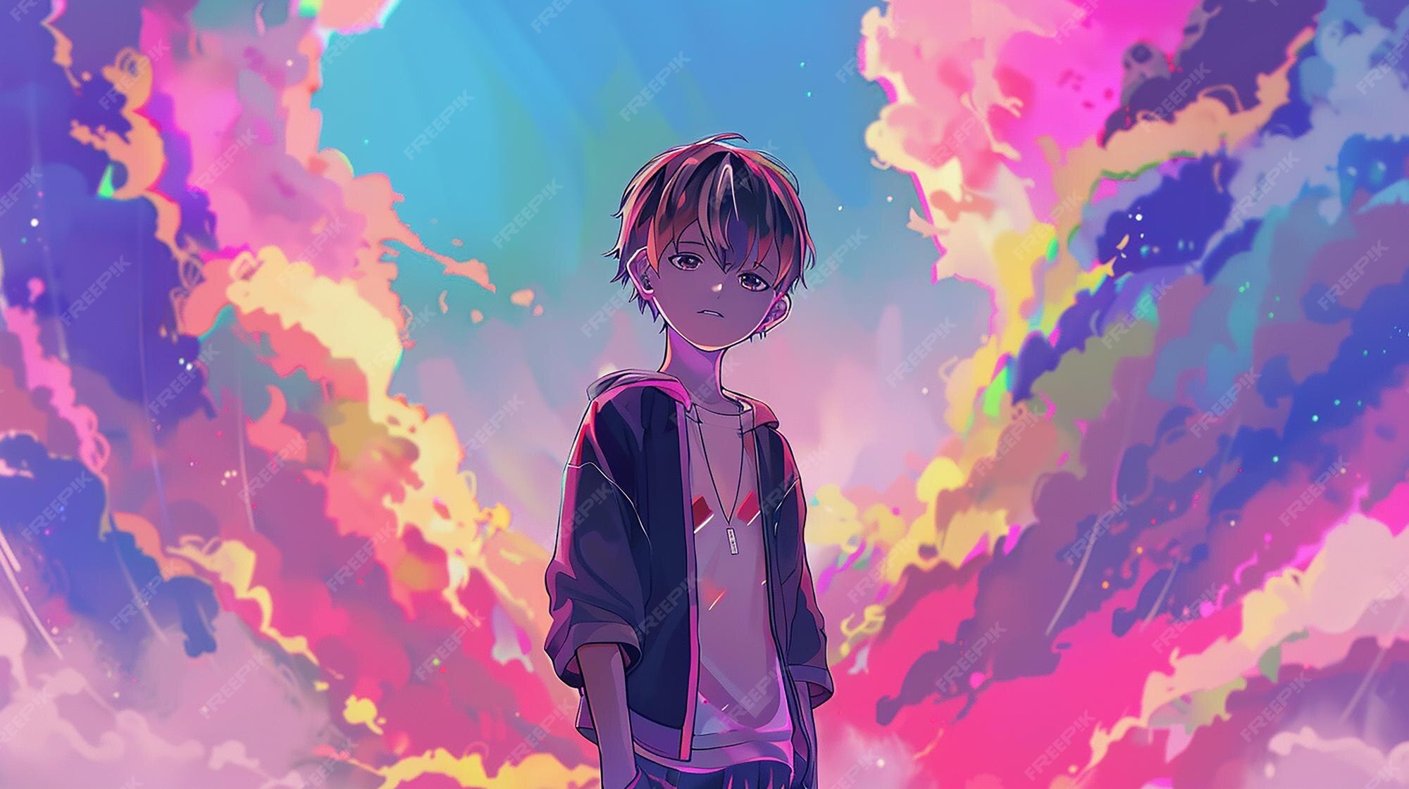 Cute anime boy wallpaper | Premium AI-generated image