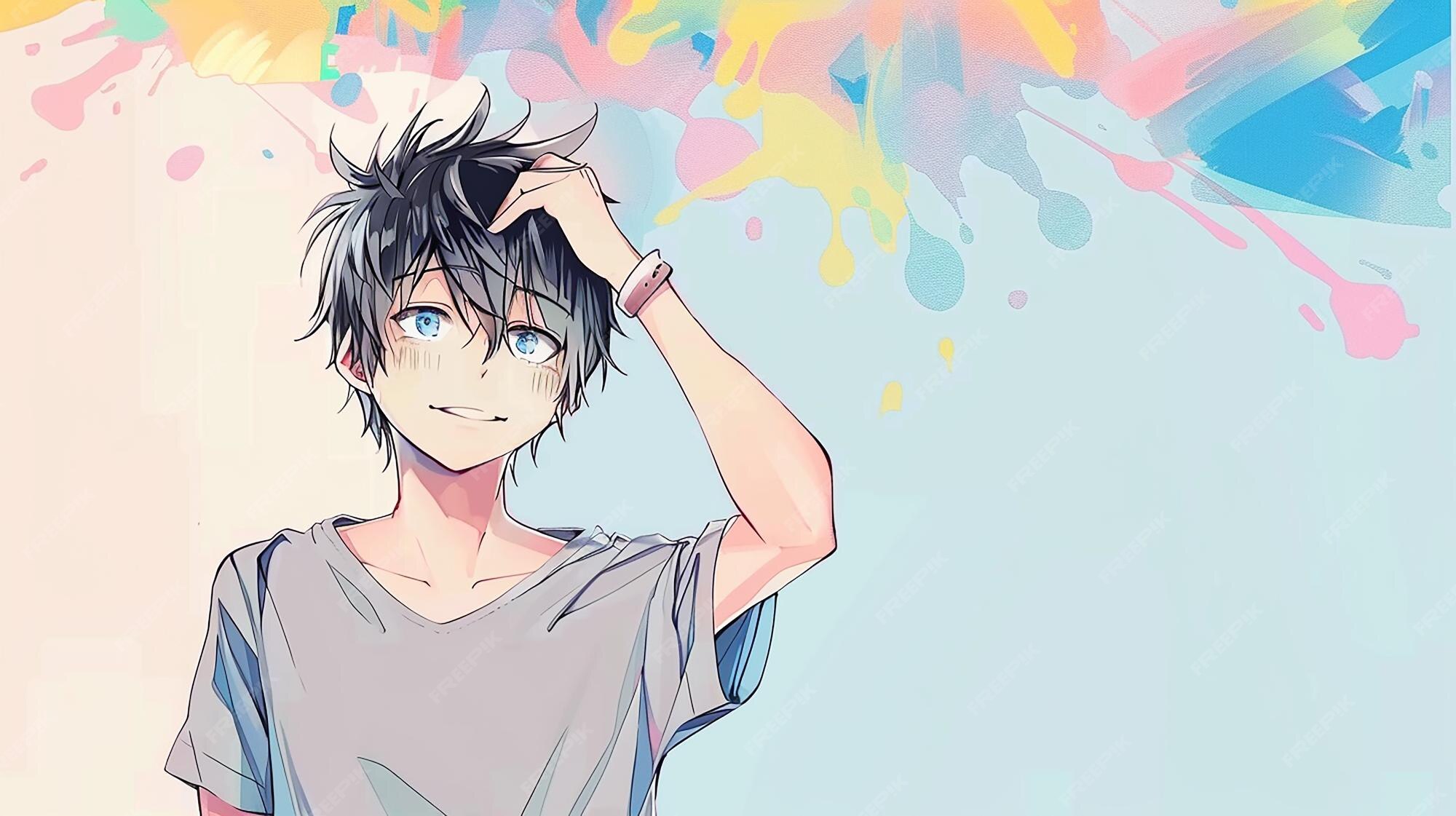 Cute anime boy wallpaper | Premium AI-generated image