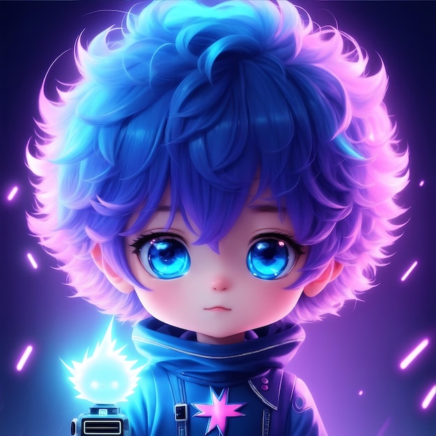 Premium AI Image | A cute anime boy with purple hair and chibi cartoon  generative ai