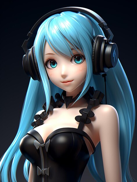 Cute anime character girl cyberpunk style