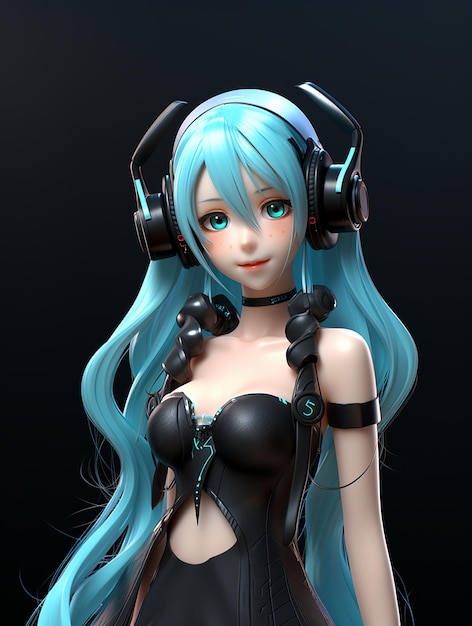 Cute anime character girl cyberpunk style