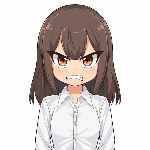 Cute anime girl act angry icon 5