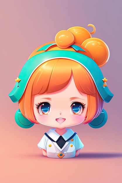 Cute anime girl face character illustration