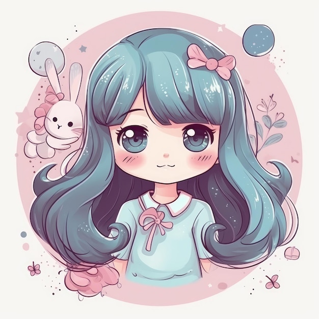 A cute anime girl kawaiistyle cartoon anime style girl ai generated