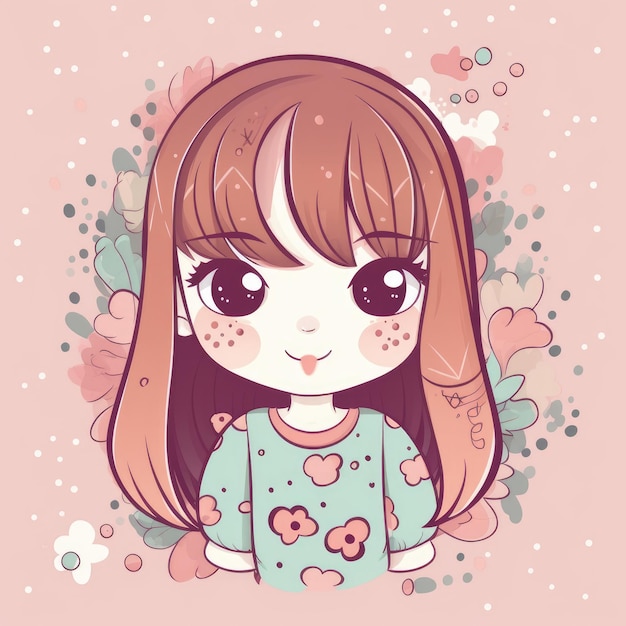 Premium Photo  A cute anime girl kawaiistyle cartoon anime style girl ai  generated