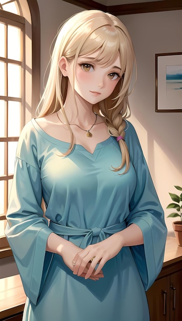 cute anime girl portrait AI generated