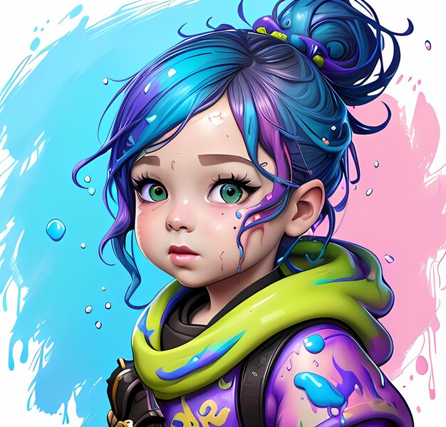 A cute anime girl's splash art ai generated