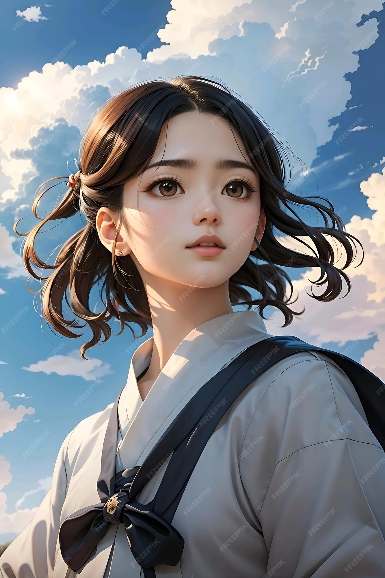 Premium AI Image A Cute Anime Girl With A Sky Background premium-ai-image-a-cute-anime-girl-with-a-sky-background