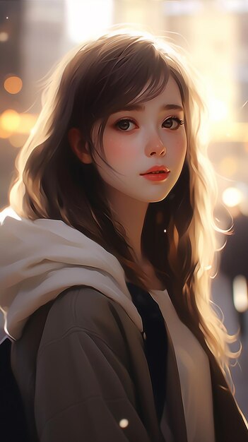 Photo cute anime girl young character