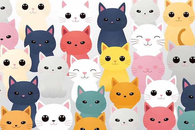 Premium Photo | Cute anime kawaii cat face seamless pattern wallpaper