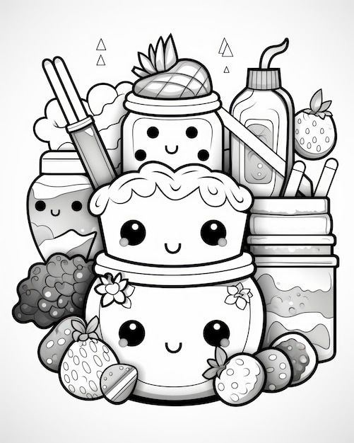 Cute Anime Kawaii Coloring Book Page for children