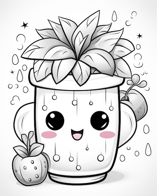 Cute Anime Kawaii Coloring Book Page for children