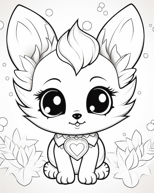 Photo cute anime kawaii coloring book page for children