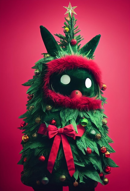 Cute anime monster wearing a Christmas costume generative ai