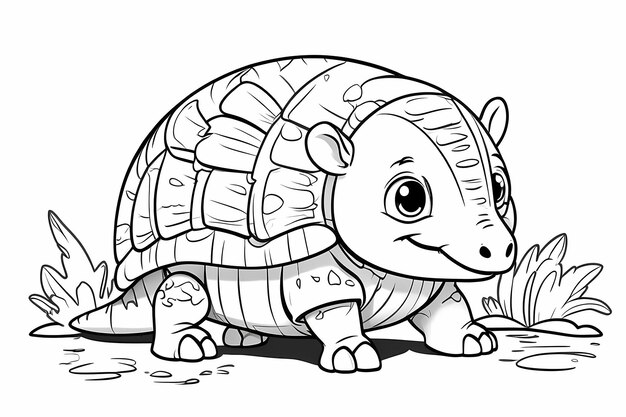 Photo a cute armadillo for a childrens coloring book