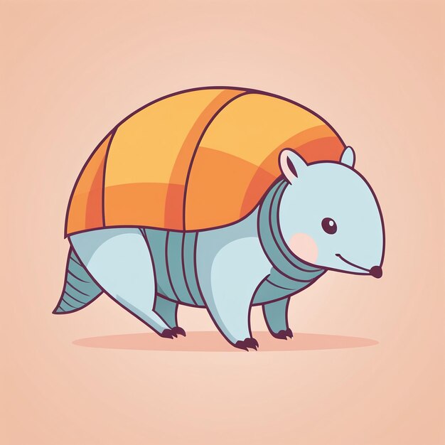 Cute armadillo flat cartoon illustration