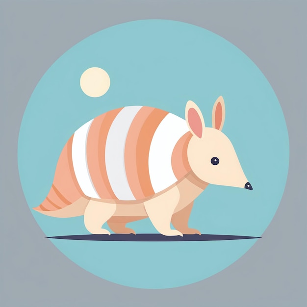 Photo cute armadillo flat cartoon illustration