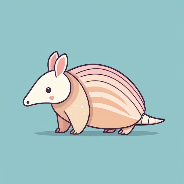 Photo cute armadillo flat cartoon illustration