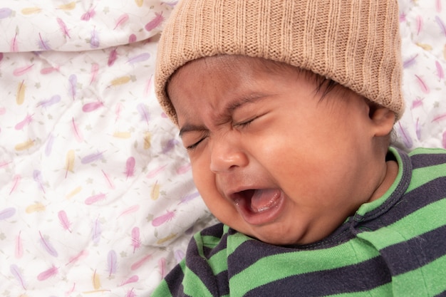 Cute asian baby sad and crying